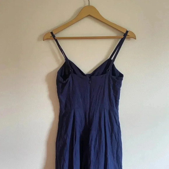 J. Crew Navy Linen Front Tie Jumpsuit - Picture 9 of 14
